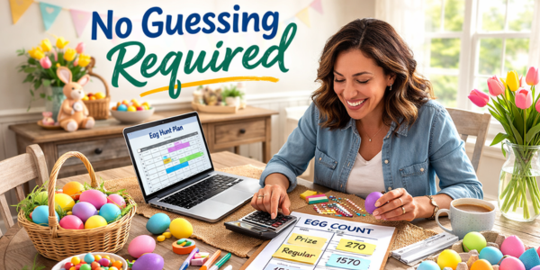 an Easter event organizer calculating how many eggs she will need