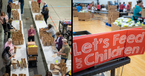 Volunteers helping bag food at United Way Whiteside County