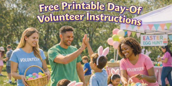 kids hunting Easter eggs and doing an Easter scavenger hunt