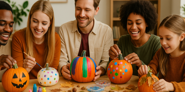 5 dogs dressed in Halloween costumes