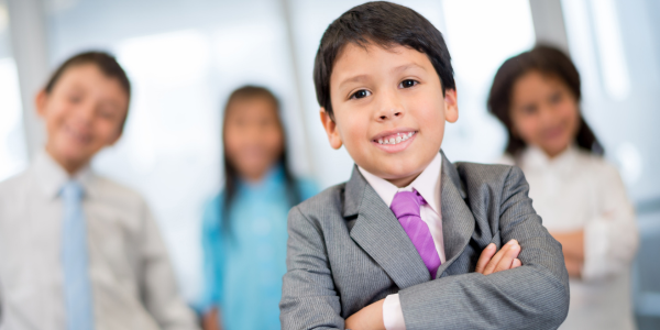 business ideas for young entrepreneurs: cute kids in business-wear