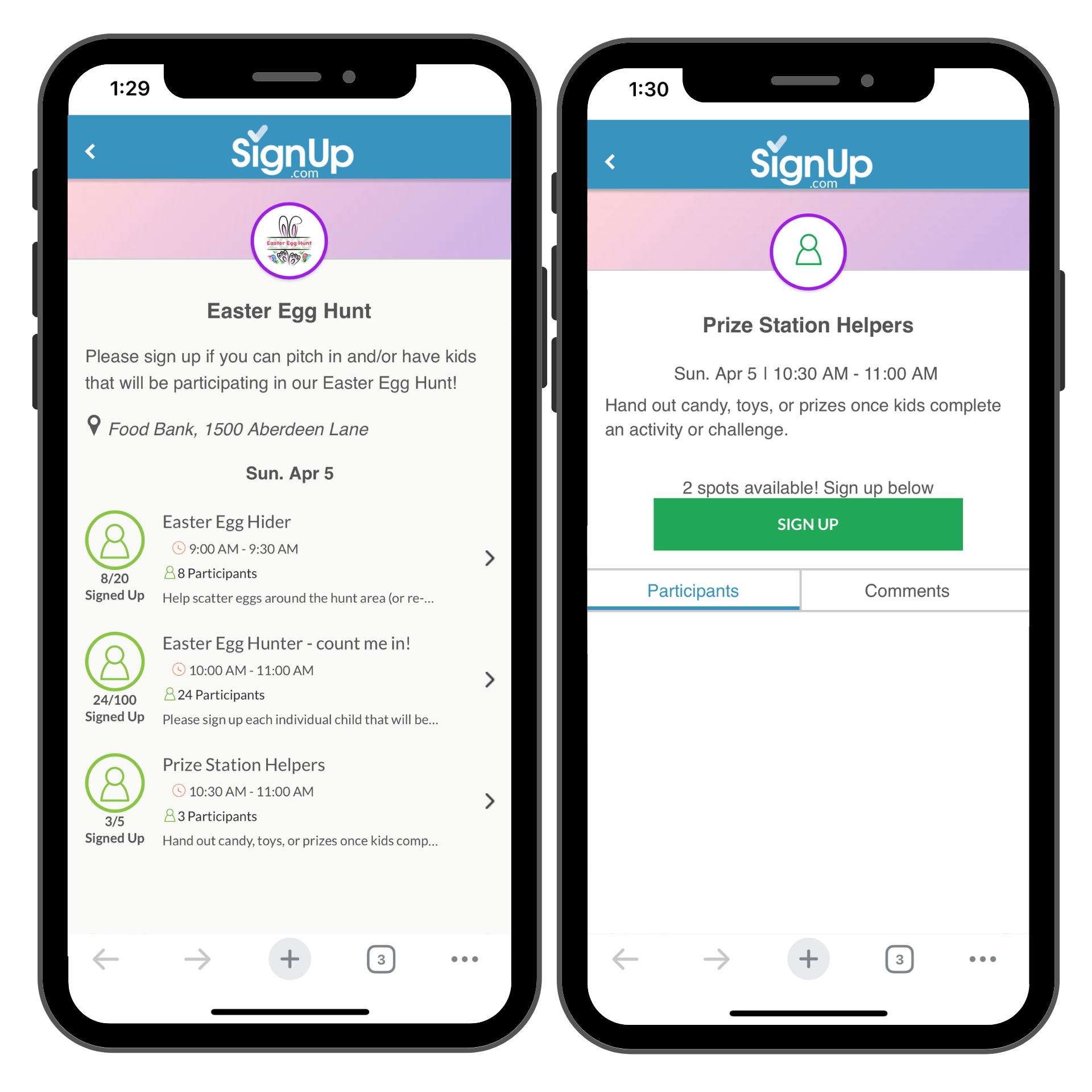 SignUp for Easter Egg Hunt at the Food Bank
