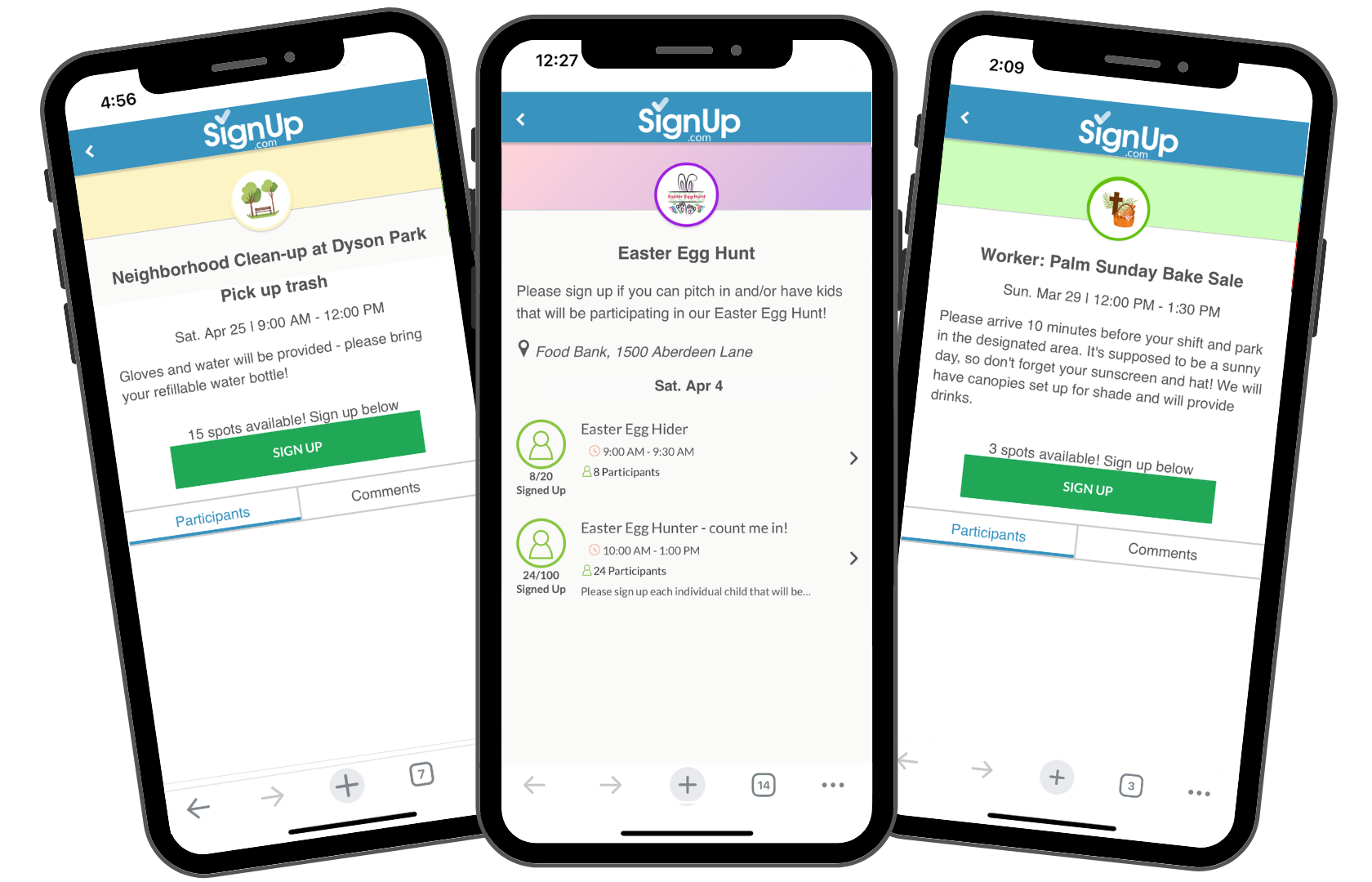 trio of iPhones with Back-to-School SignUps using new School Themes