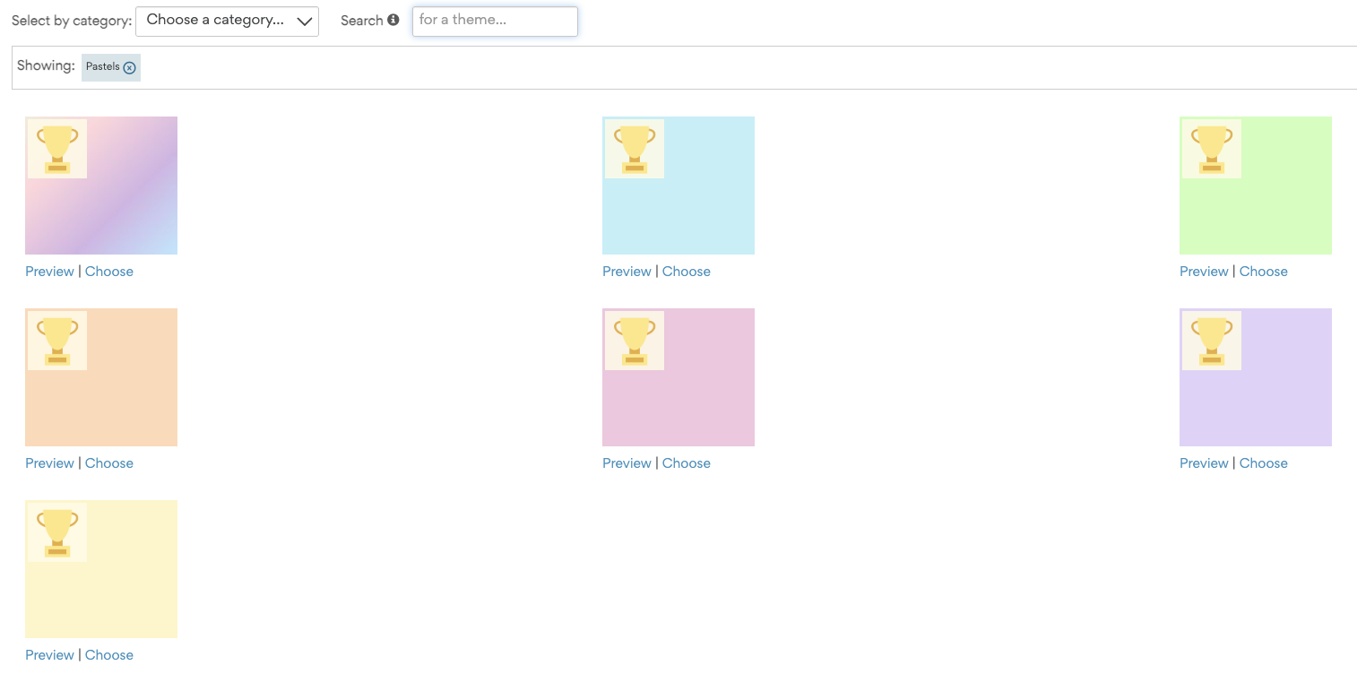 Select the School/Classroom category for badges