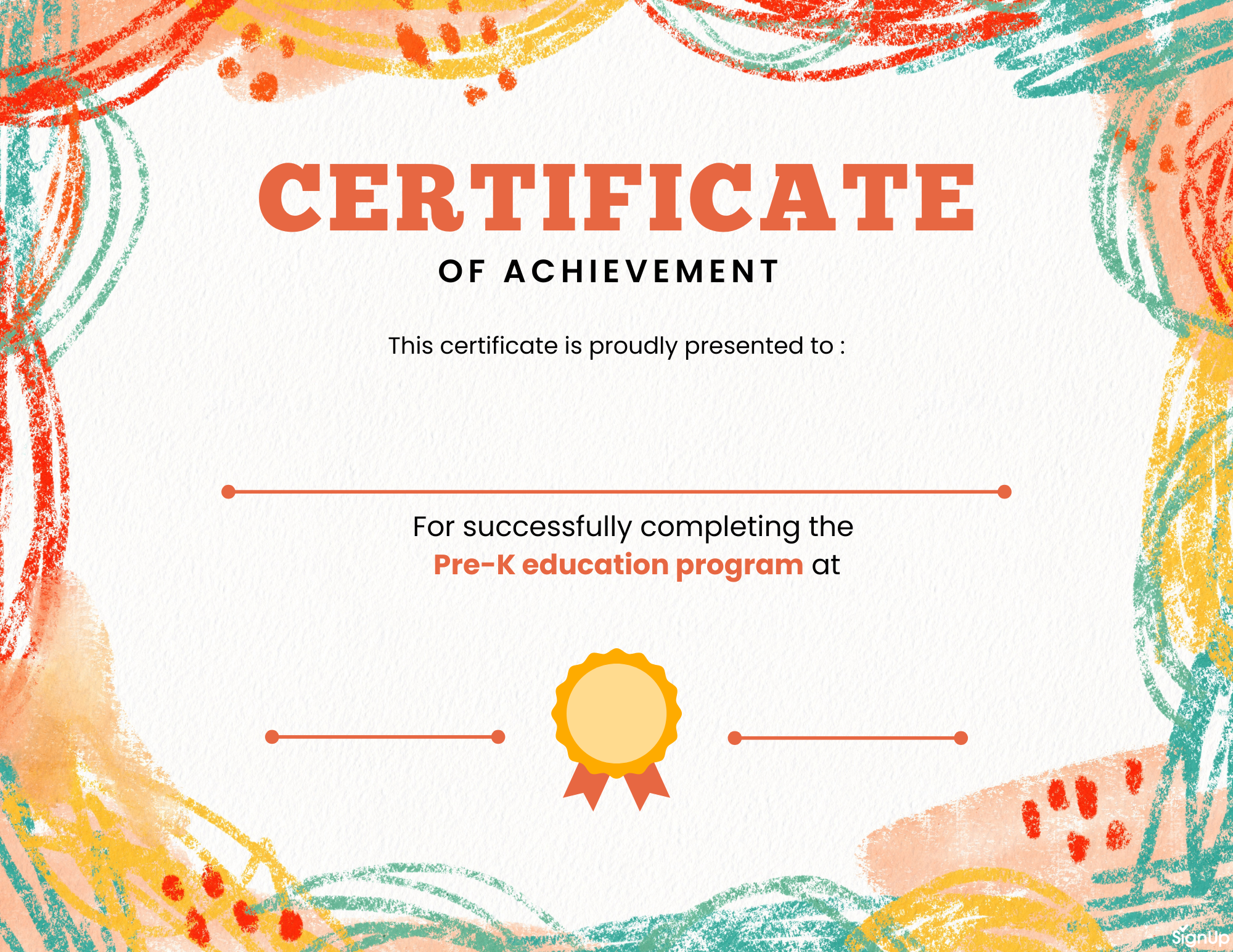 Certificate of Achievement for the end of school