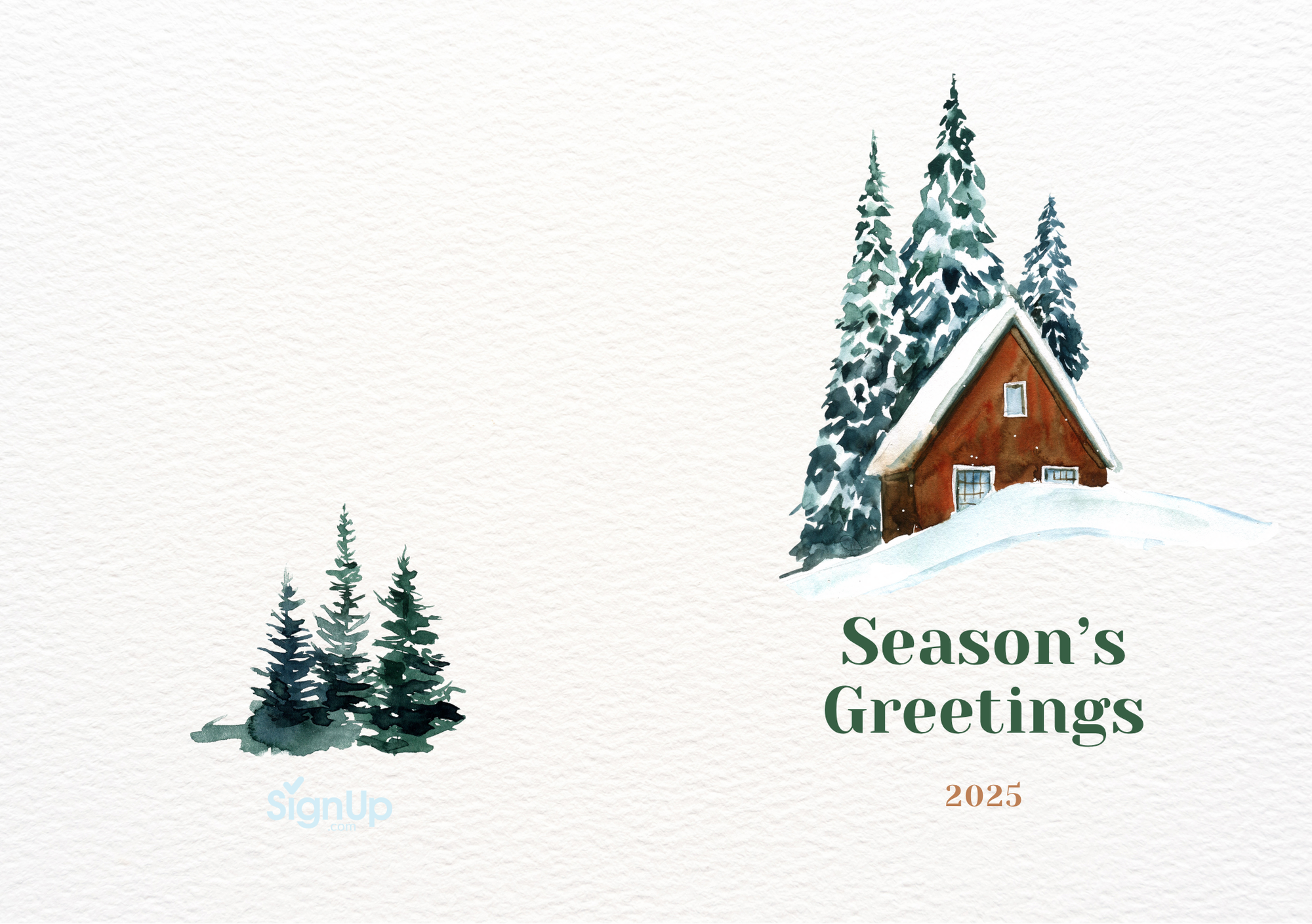 Vintage Holiday Card Watercolor Red Truck