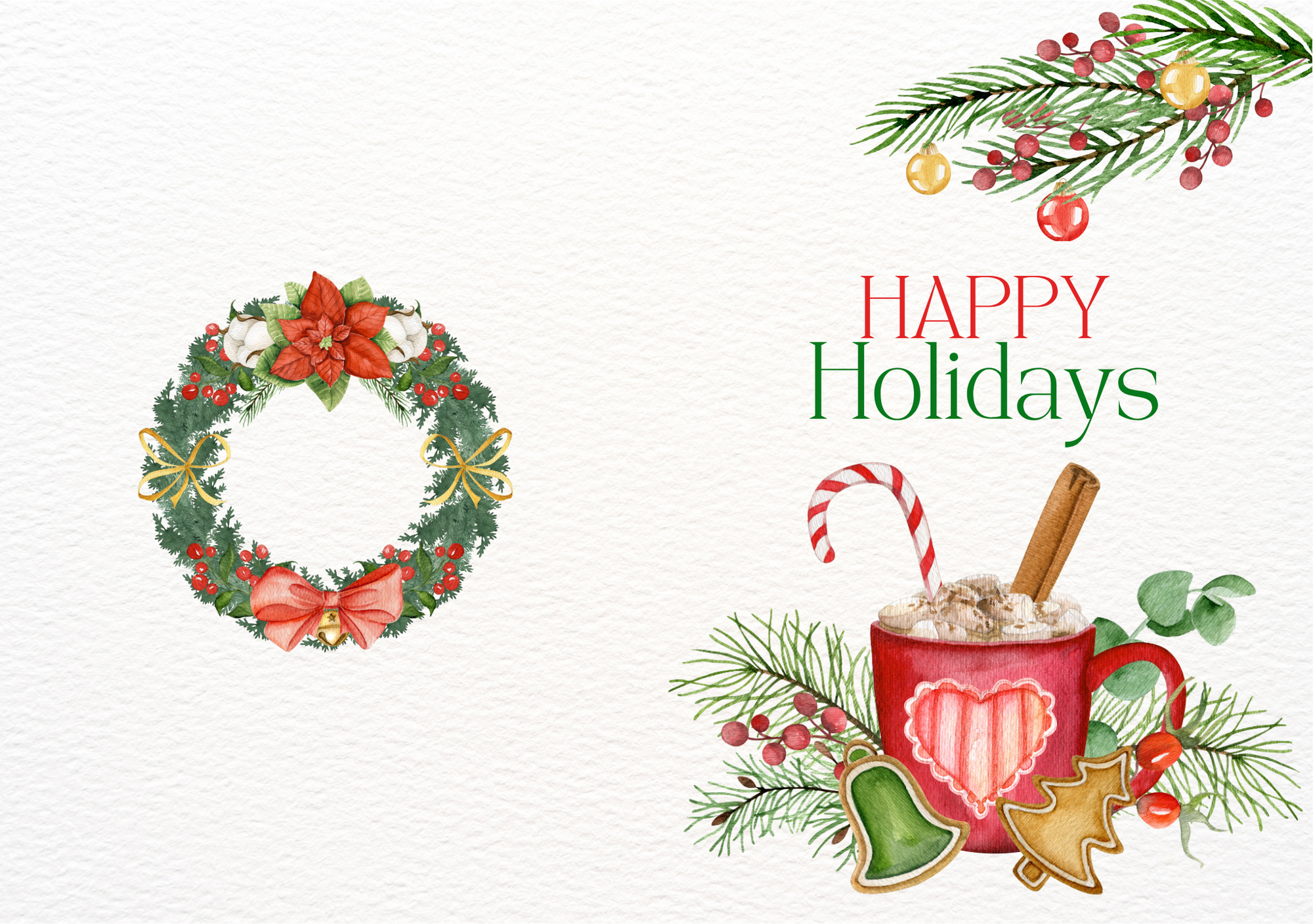 Vintage Holiday Card Watercolor Santa