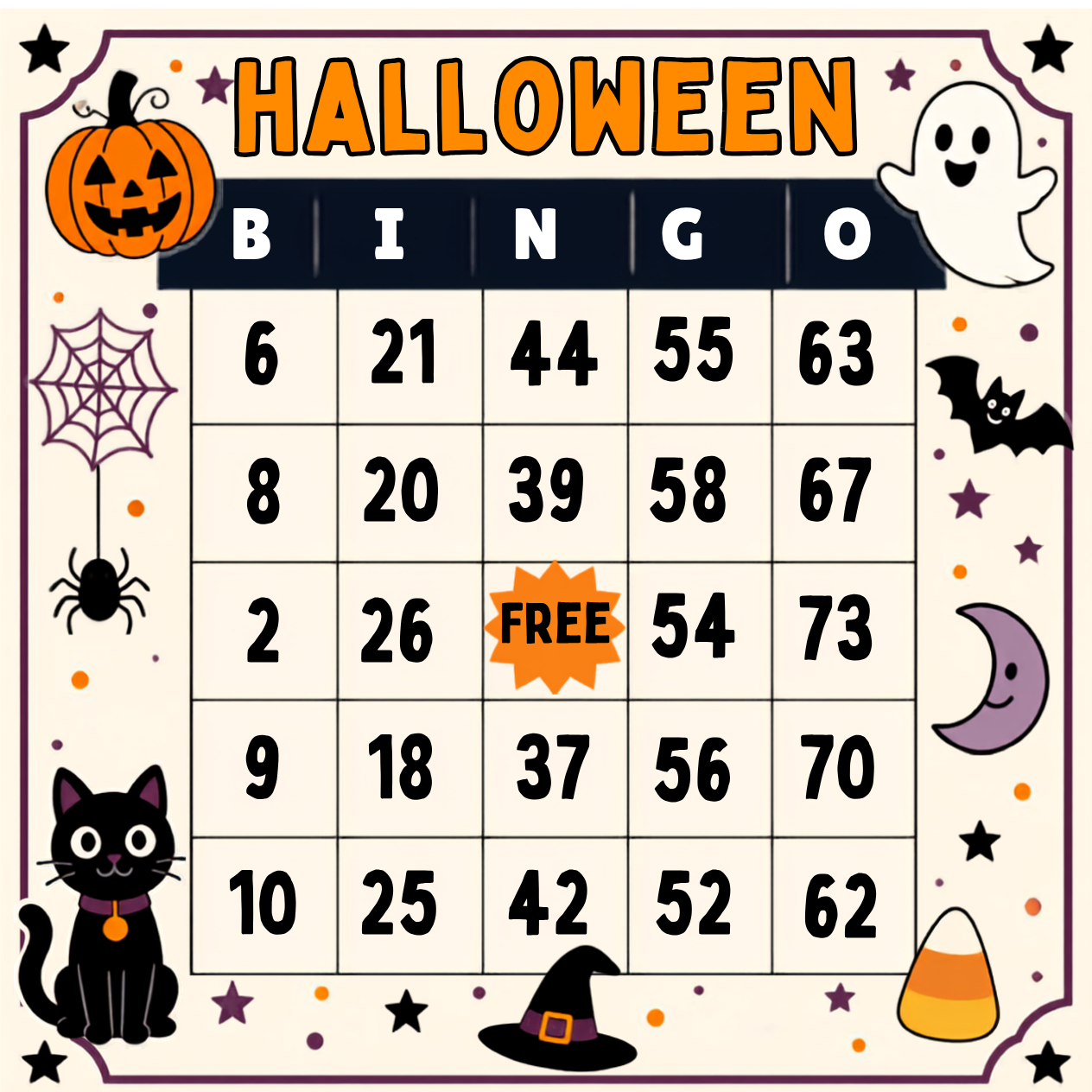 free printable Halloween Bingo cards