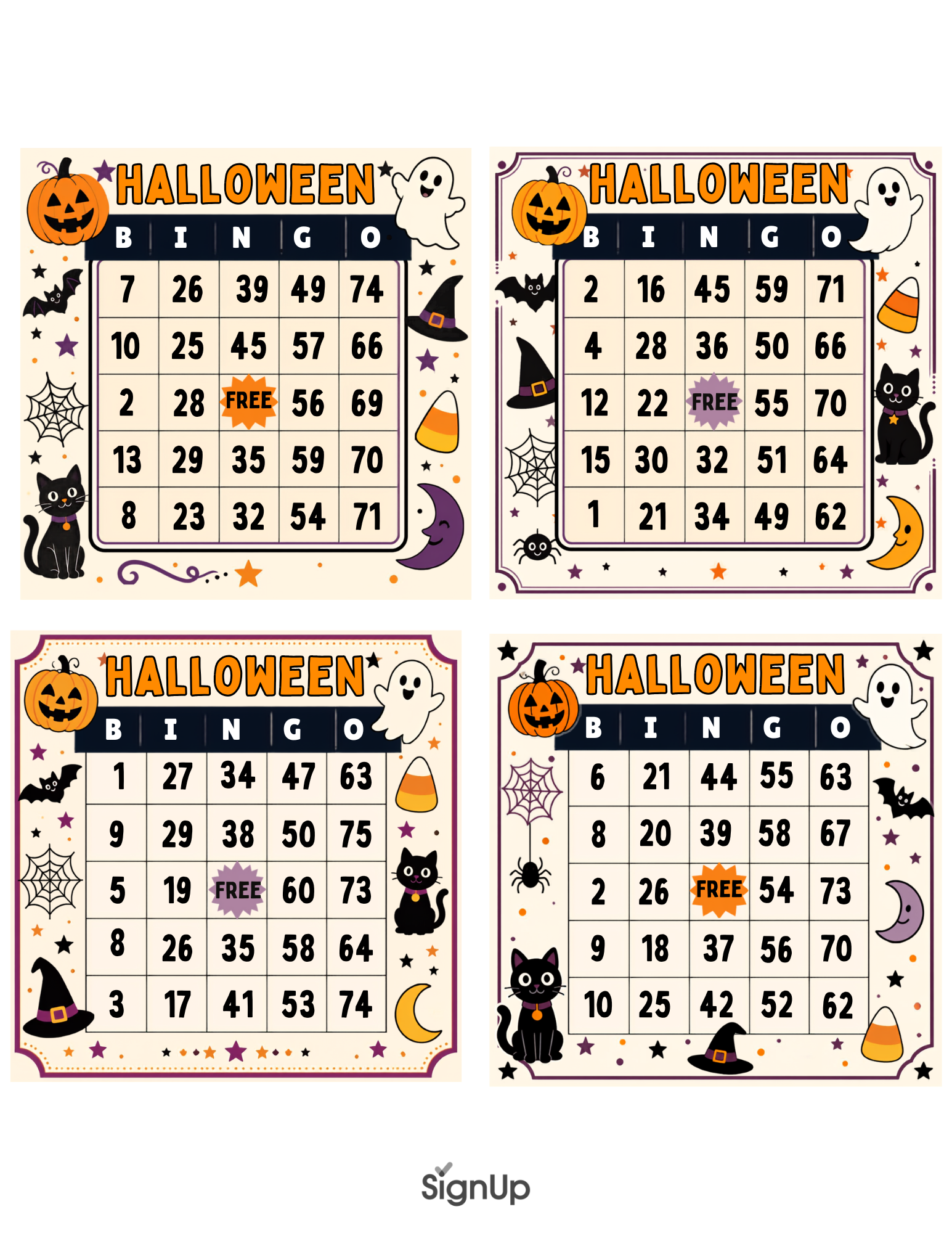 Printable Halloween Bingo Cards