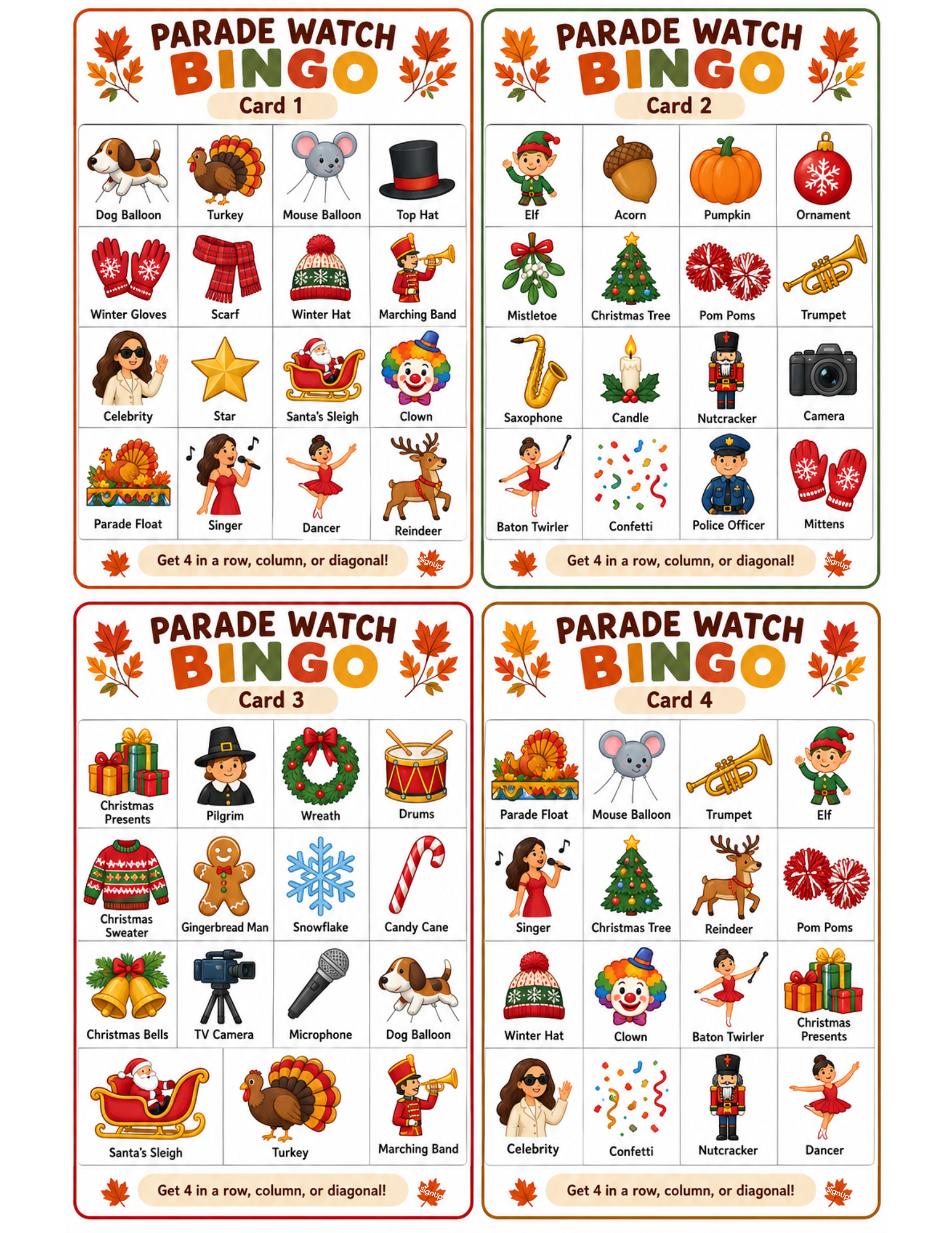 Printable Friendsgiving BINGO cards