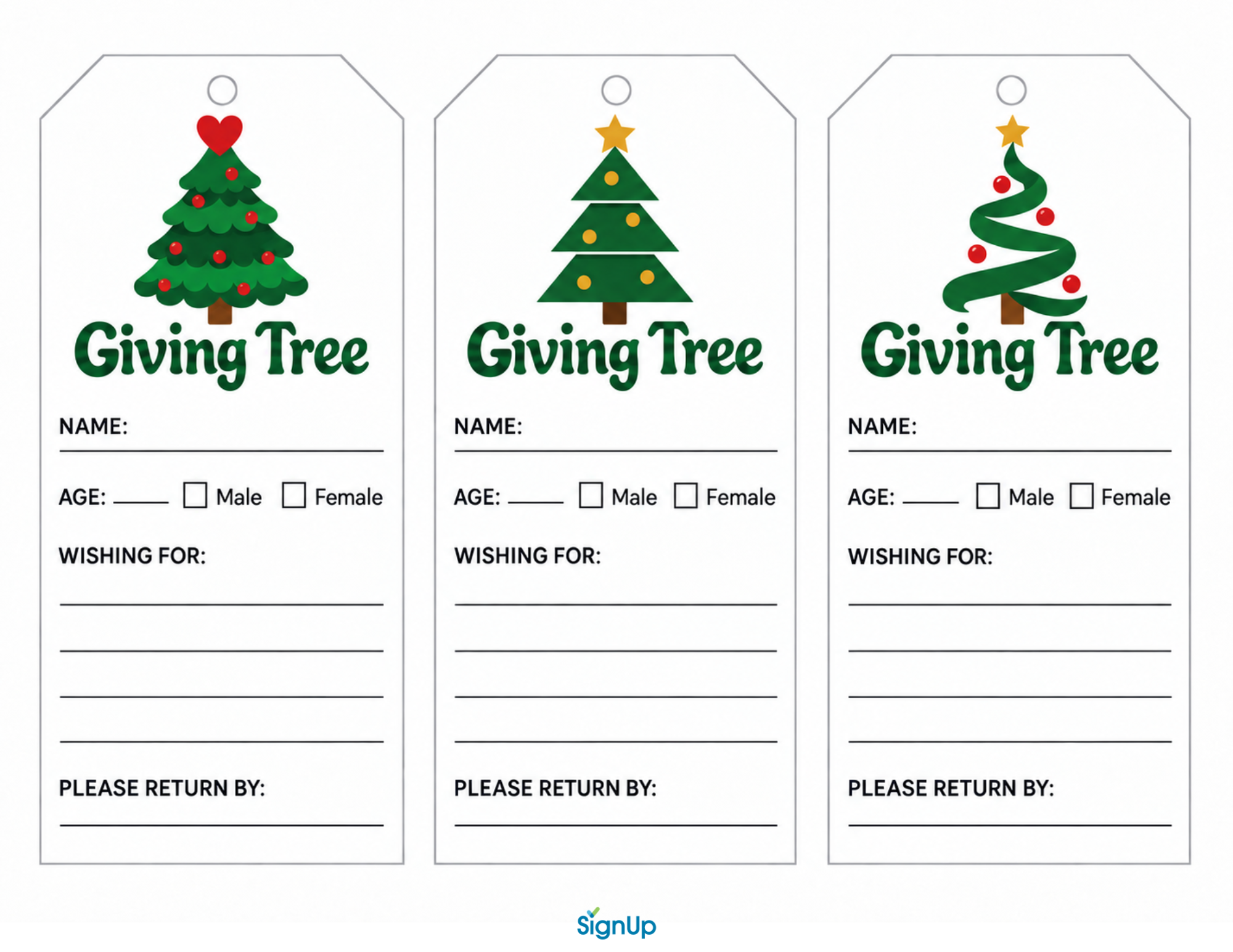 Free printable Giving Tree gift tags
