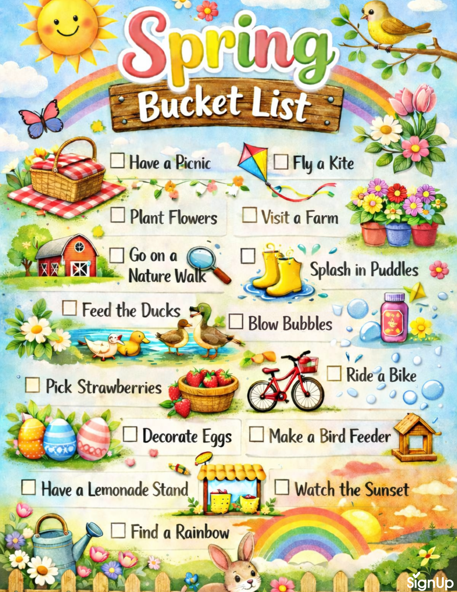 Printable Spring Bucket List for Littles