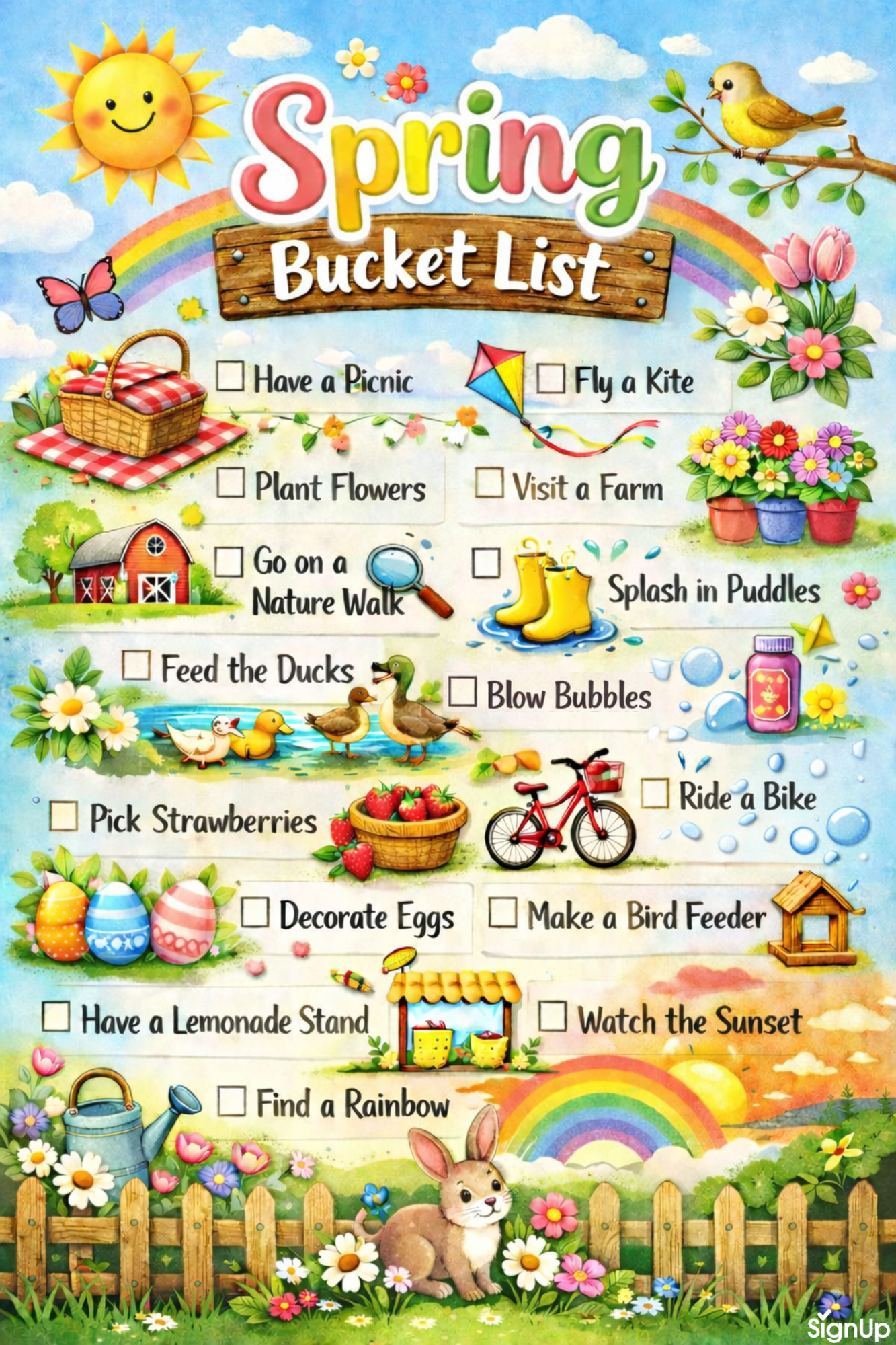 Printable Spring Bucket List for Littles