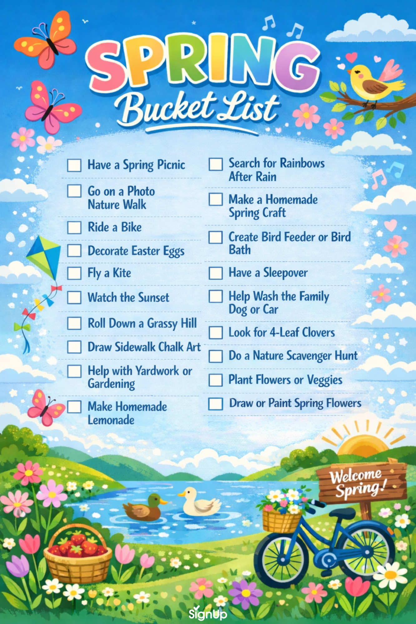 Printable Spring Bucket List for Older Littles and Middle schoolers