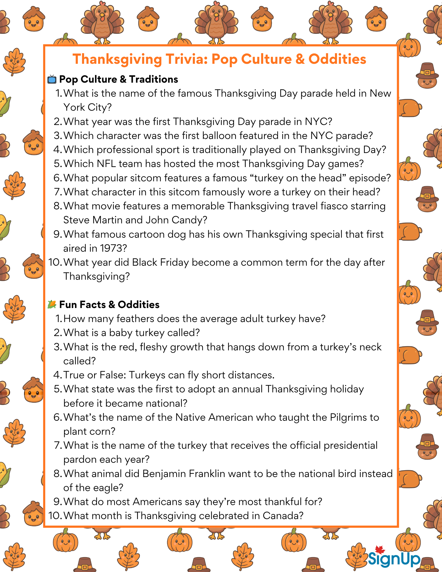 Thanksgiving Trivia questions 2025 page 2