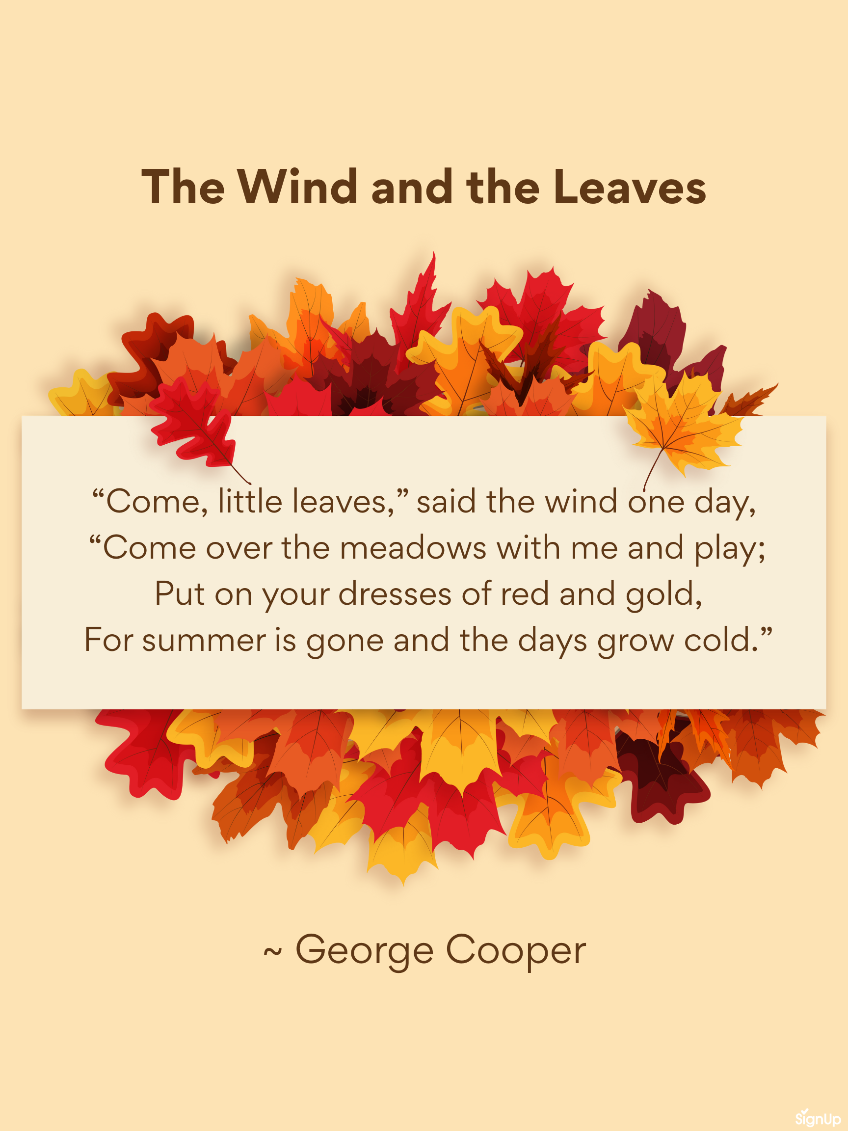 The Wind and the Leaves by George Cooper printable classroom poster