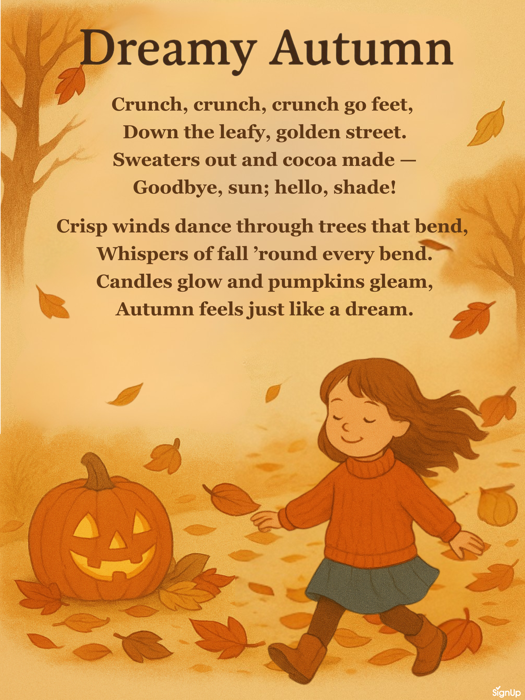 original fall poetry 2025 Dreamy Autumn printable classroom poster