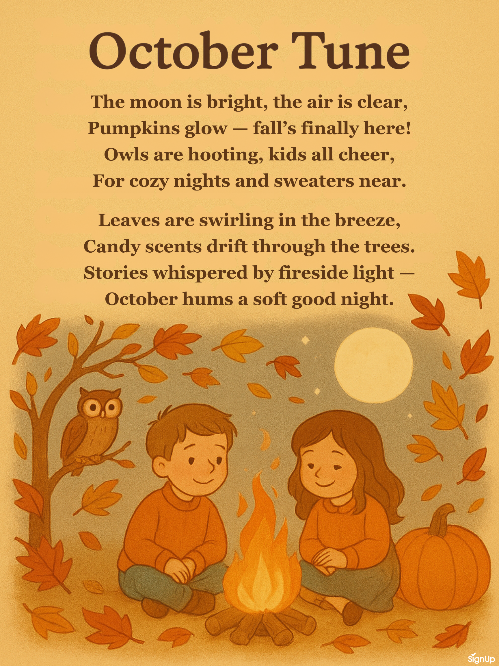 original fall poetry 2025 October Tune printable classroom poster