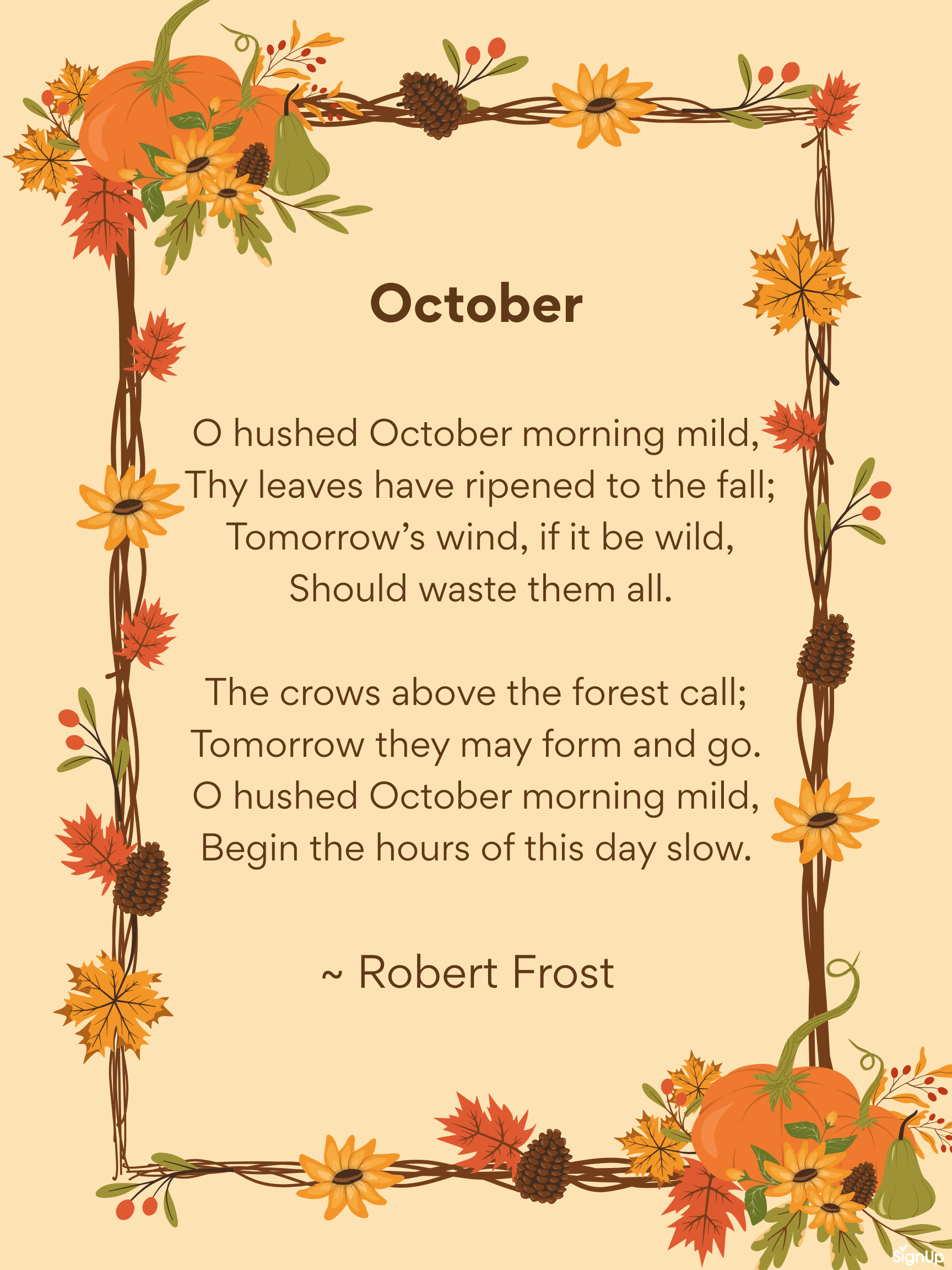 October by Robert Frost printable classroom poster